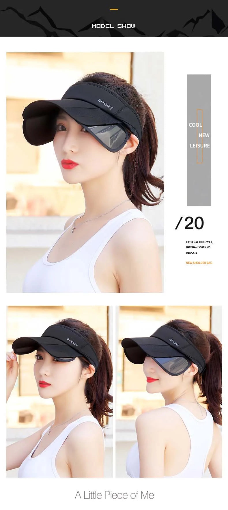 New Summer Outdoor Sport Casual Sports Empty Cap Men's Fishing Widened Pull-Out Brim Sunshade Sun Protection Hat Women
