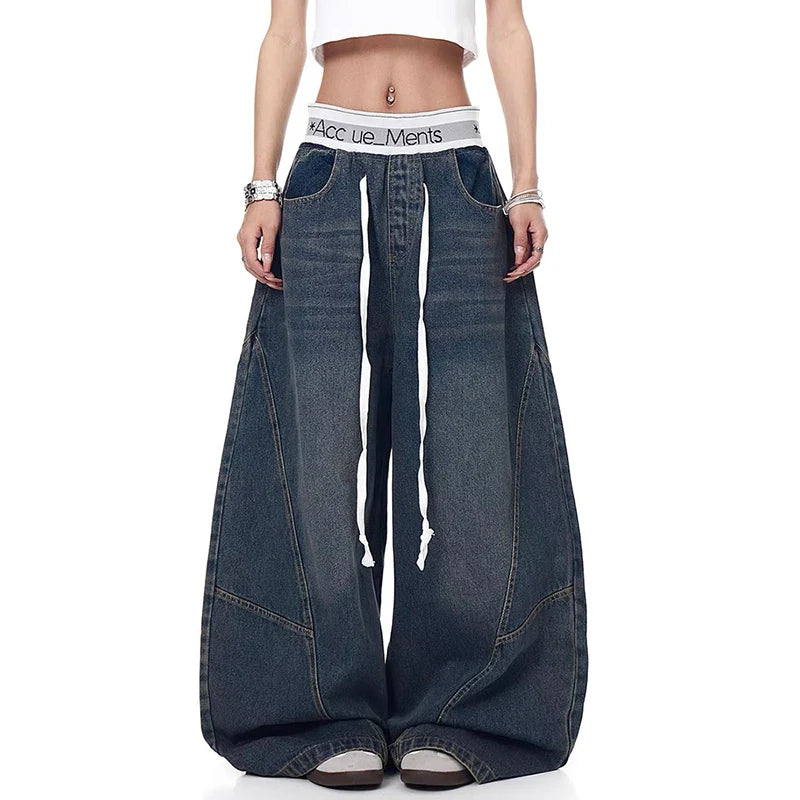 Men's Black Punk Y2k Baggy Jeans Harajuku 90s Vintage Denim Trouser Japanese 2000s Style Boyfriend Jeans Pants Oversize Clothes
