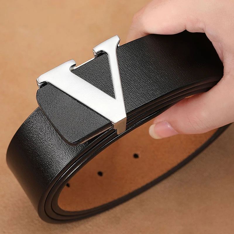 New Retro Smooth Buckle Belt Men's Oversized Leather Pure Cowhide Letter Belt Designer Belts Men High Quality
