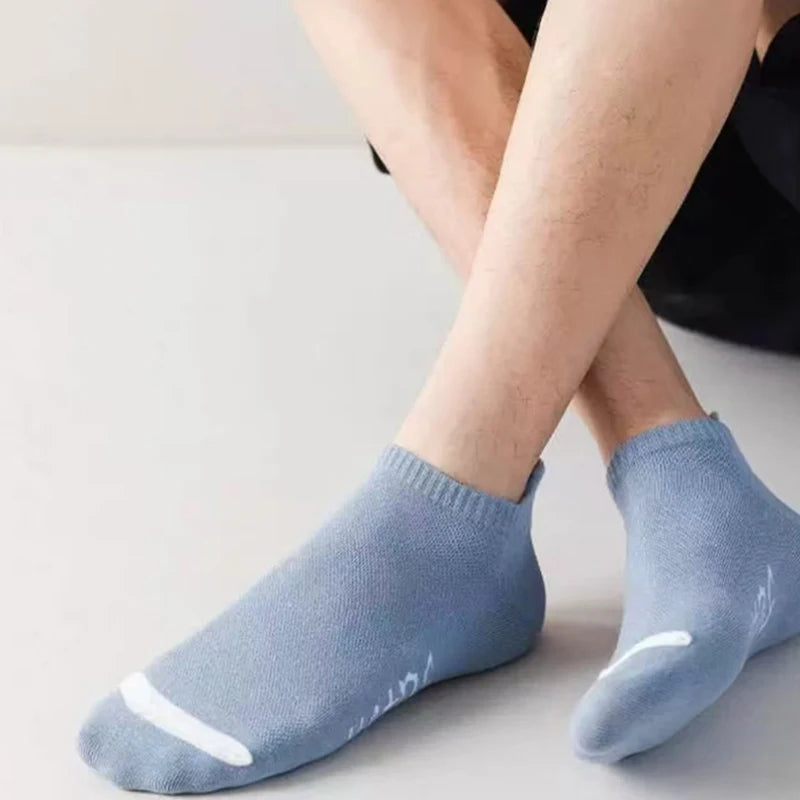 5 pairs of new summer men's short socks, light and thin casual mesh breathable boat socks, fashionable street socks