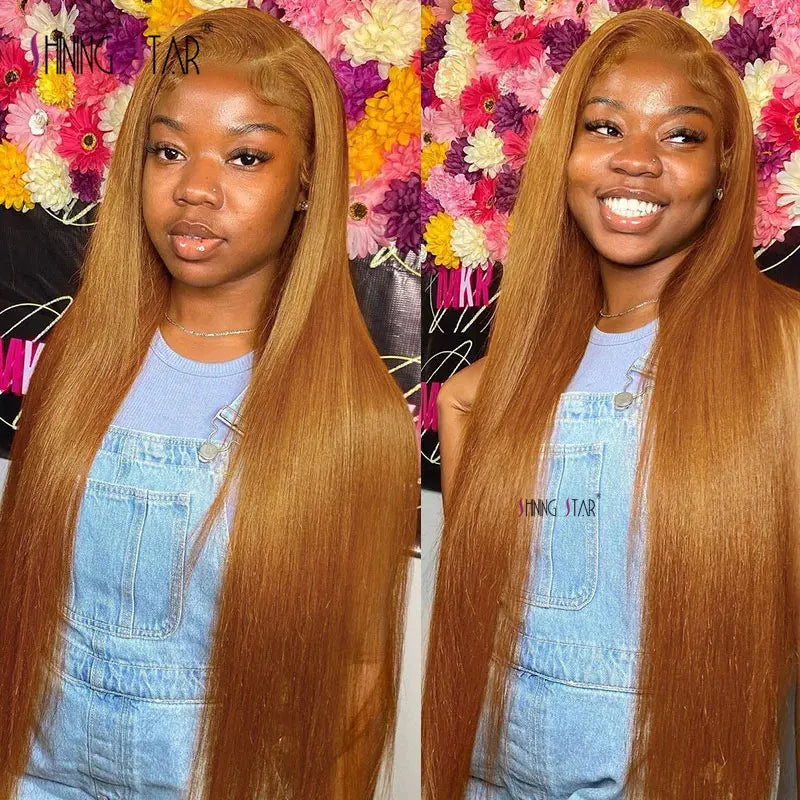 Body Wave 13X4 Lace Frontal Wig Colored Ginger Blonde Hd Transparent 30 32" Brazilian Lace Front Human Hair Wig For Black Women