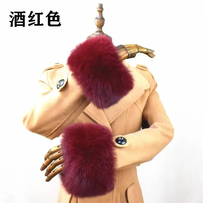 100% Real Fox Fur Cuffs Winter Natural Warm Oversized Arm Warmmer Wristband High Quality Coat Jacket Sleeve Fashion Luxury Cuffs