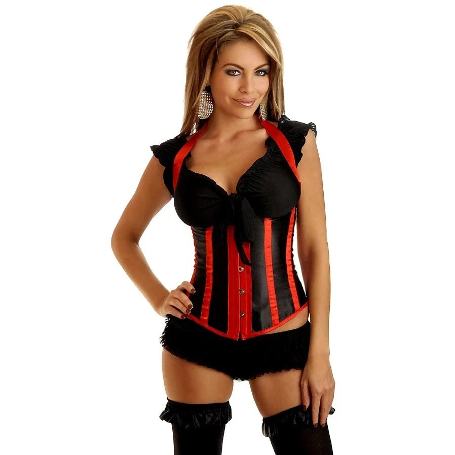 Lady Vest Corsets for Women Satin Halter Tops Straps Underbust Corset Bodyshaper Steampunk Corset Bustier Sexy Cupless Lingerie