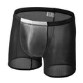 Mens Sexy Mesh Underwear Boxers Shorts Transparent Man Penis Pouch Panties Sheer Underpants Long Leg Boxershorts