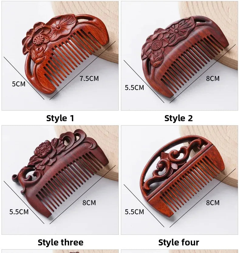 Portable Mini Ebony Wood Comb Chinese Style Carved Travel Souvenir Popular Hairdressing Professional Comb Made in China