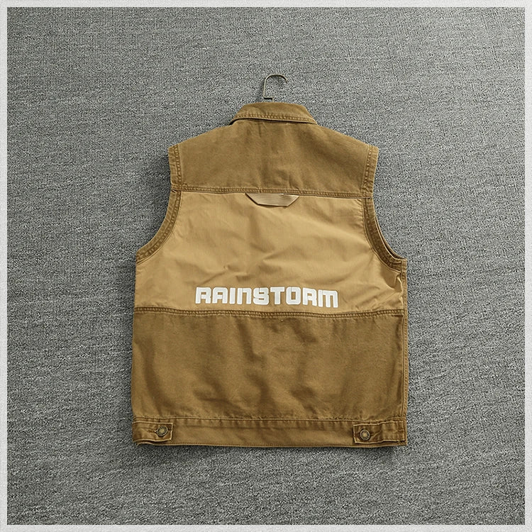 Patchwork stitching vest vest Spring and autumn men and women couples American outdoor multi-pocket sleeveless coat
