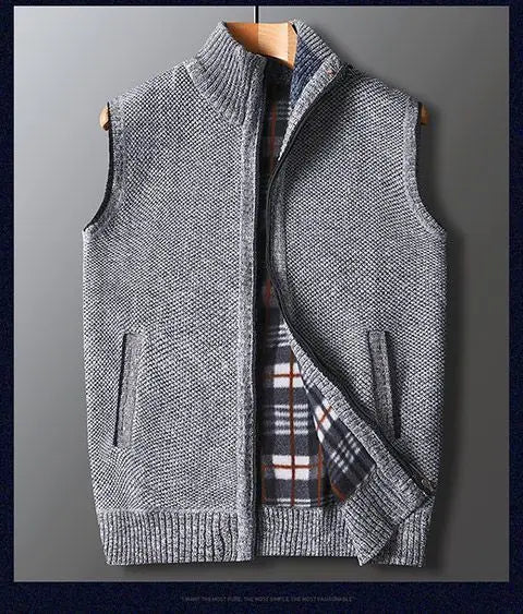 Winter Plus Velvet Thick Wool Vest Thick Knitted Cardigan Chopped Shoulder Vest