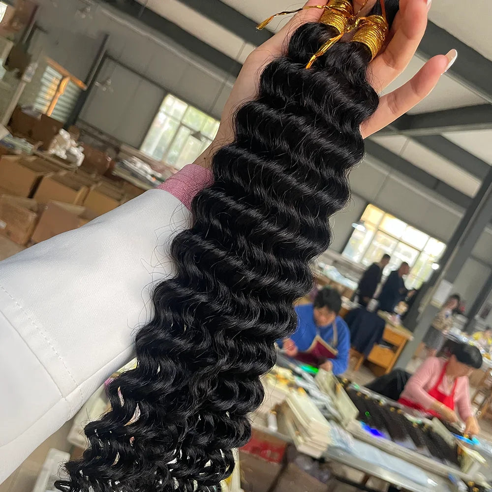 Human Braiding Hair 1 Bundle 20 Inch Human Hair Bundles for Braiding Highlight P4/27 Color Deep Wave Bulk Human Hair Bundles