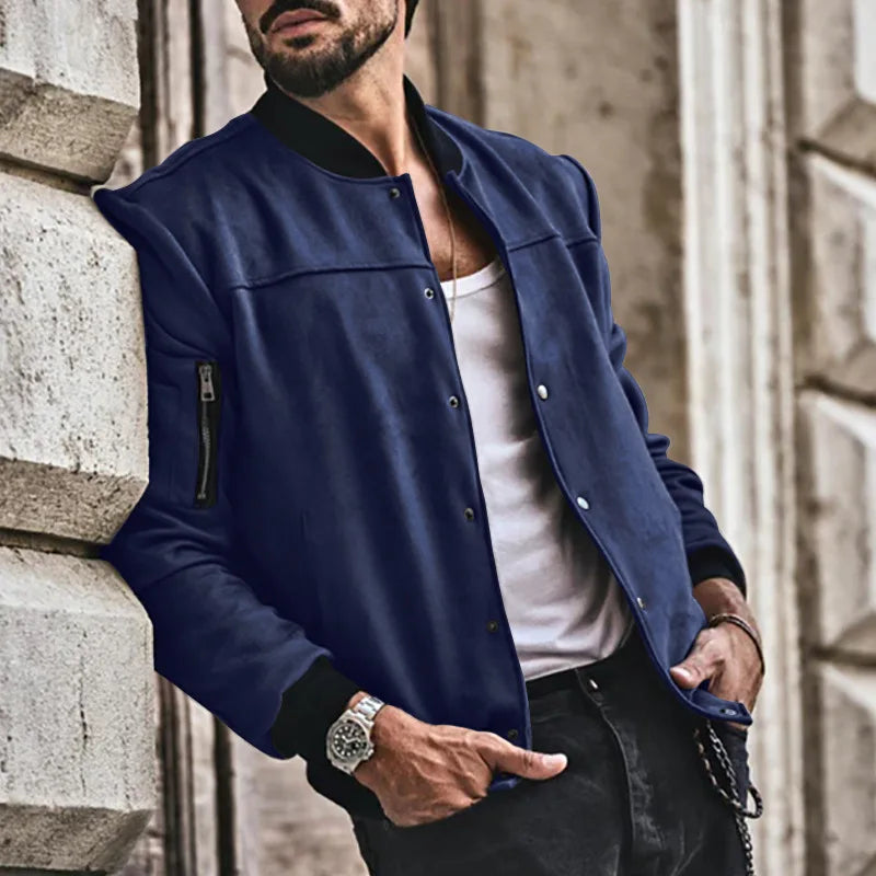 24  Autumn/Winter Suede Men's Button Cardigan Jacket Casual American