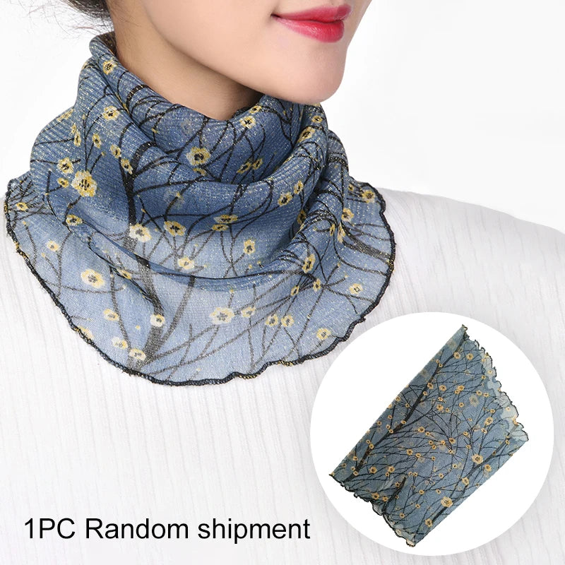 Fashion Summer Chiffon Neck Collar Silk Scarf Women Sunscreen Face Mask Headscarf Bandana Cycling Anti-uv Multi-function Scarves