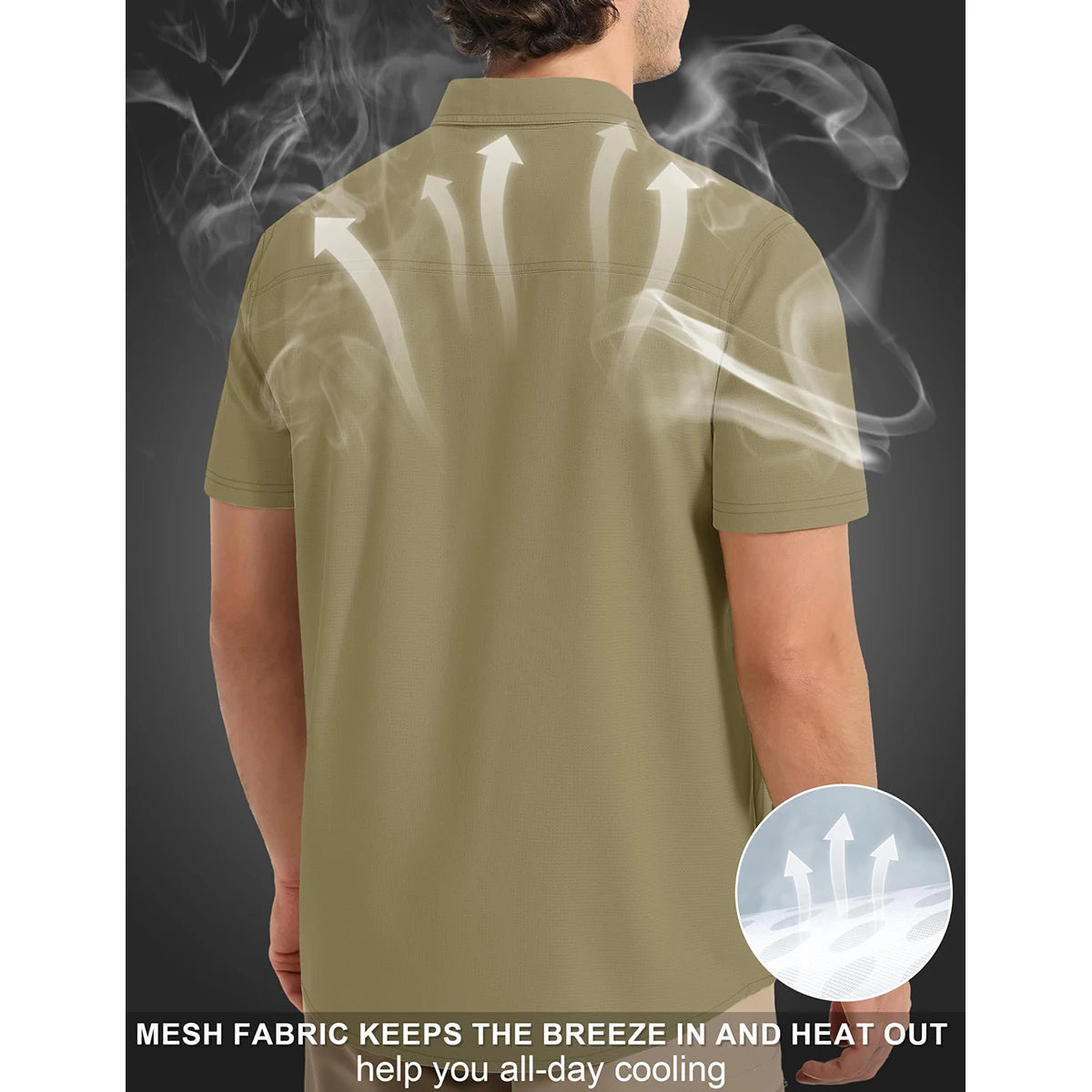TACVASEN Men‘s Short Sleeve Sun Protection Shirt UPF 50+ Lightweight Quick Dry Fishing Hiking UV Shirt with Pockets for Men