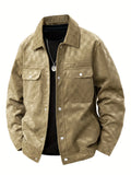 2025 New Suede Chess Board Jackets Men American Retro Spring Autumn Loose Casual Plaid Lapel Jacket Business Workwear Jacket Top