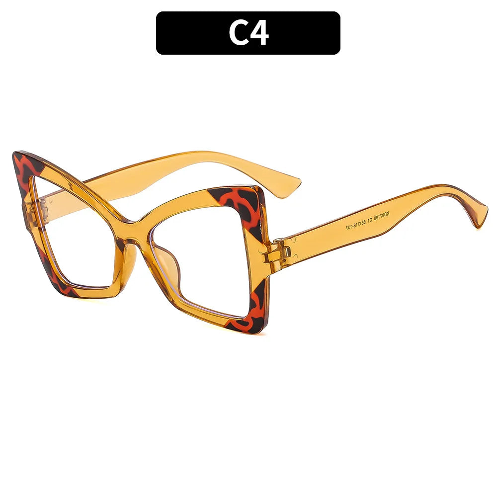 Big Frame Cat Eye Reading Glasses For Women Color Block Design Anti-blue Light 1.0 To 4.0 Strength Large Optical Lenses 802349