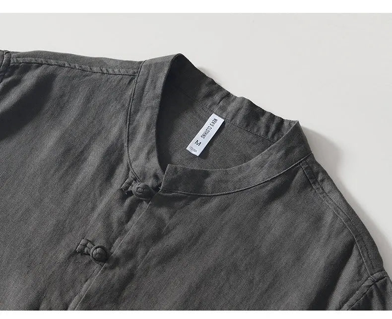 Summer New Casual Short Sleeve Shirts for Men Slim 100% Linen Streetwear Solid Color Men Clothing BL994