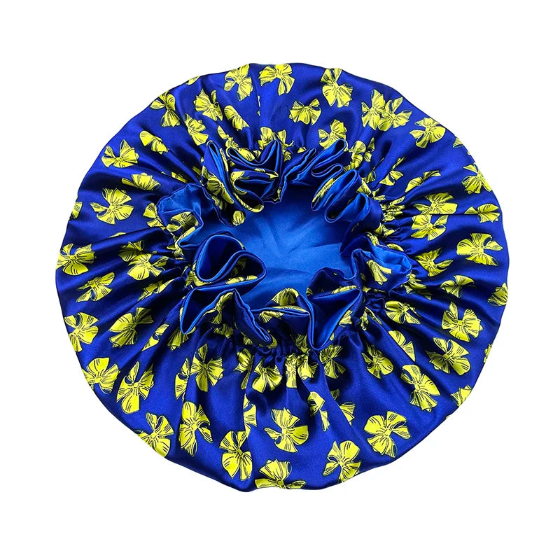 New Solid Women Satin Bonnet Fashion Stain Silky Big Bonnet for Lady Sleep Cap Headwrap Hat Hair Wrap Accessories Wholesale