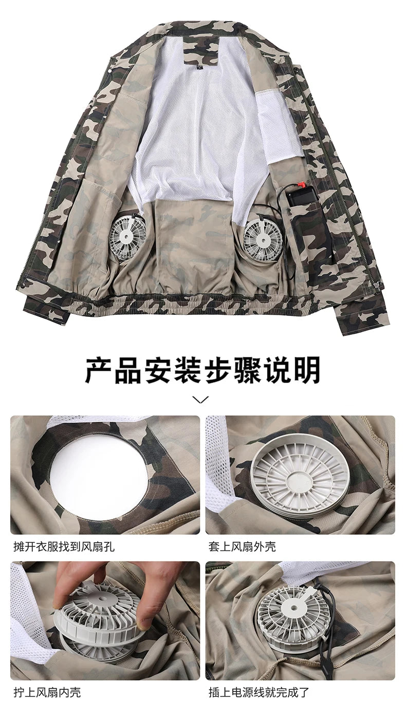 Clothes with fans in summer heatstroke prevention and cooling air conditioning men's clothing refrigeration work Outdoor Jacket