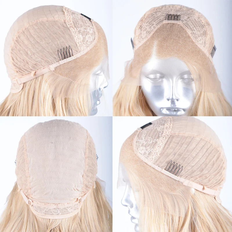 AIMEYA Water Wave Synthetic Lace Wig Natural Looking Lace Front Wigs for Women Free Part Cosplay Party Wig Heat Resistant Wigs