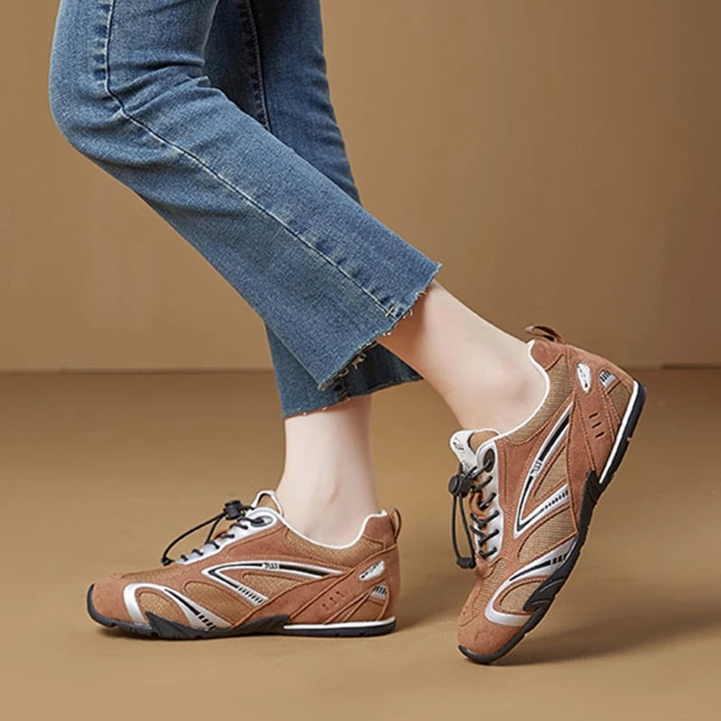 2026 New Women's Flat Sneakers Non-slip Running Women Moral Training Shoes Large-Size Colorblock Casual Skateboard Shoes Female