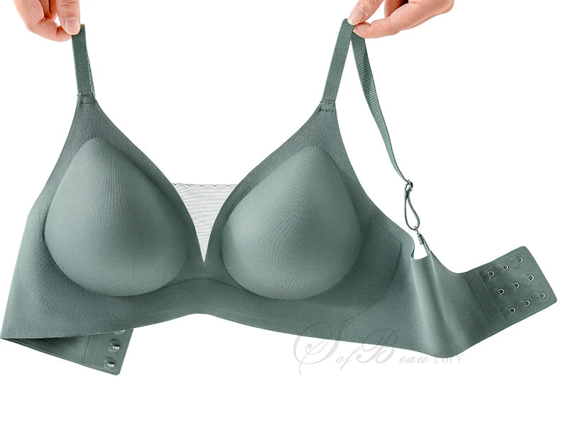 New Latex Seamless Underwear Women No Steel Ring Lace tube top Gathered Sports Pure Color Bra Breastfeeding Anti-sagging Bra