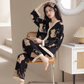 Y2k Women's 100% POLYESTER Pajamas with Cartoon Print Korean Fresh Ins Style Harajuku Lounges 2pcs 2024 New Spring/fall Homewear