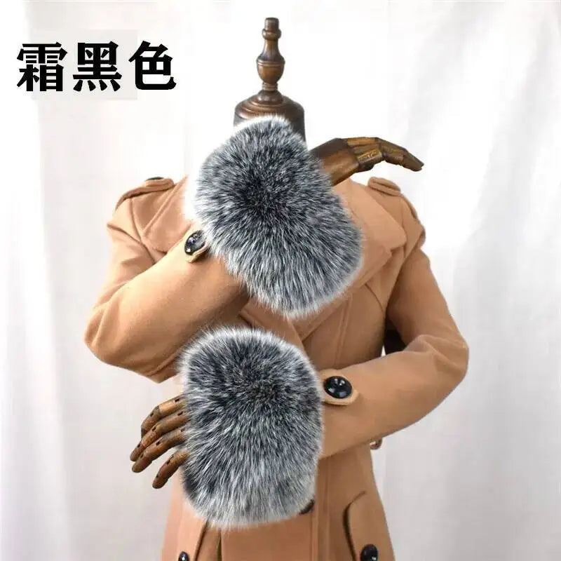100% Real Fox Fur Cuffs Winter Natural Warm Oversized Arm Warmmer Wristband High Quality Coat Jacket Sleeve Fashion Luxury Cuffs