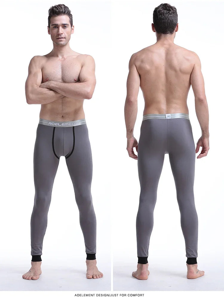 Men's long Johns single-piece thin tight-fitting underpants line pants thermal pants slim cotton woolen pants autumn and winter