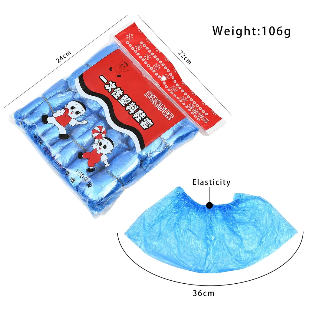 100Pcs/Set Plastic Disposable Shoe Cover Rain Boots Cover For Women Men Sneaker Protector Outdoor Rainy Day Overshoes Accessorie