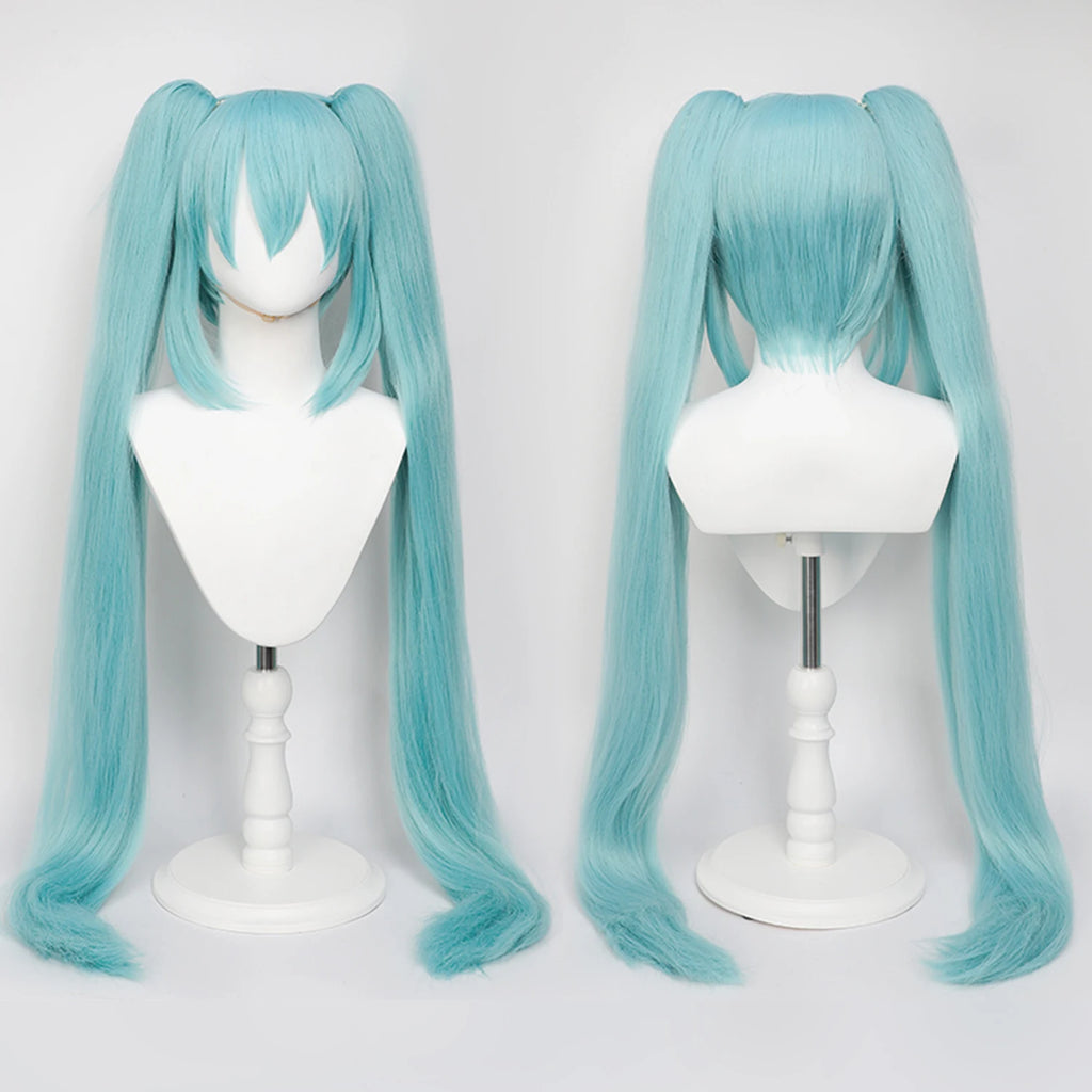 Multi-color Double Ponytail Anime Cosplay Wig Set Heat Resistant Synthetic Hair Wig