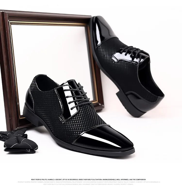 Patent Leather Men's Dress Shoes Slip on Mens Casual Oxford Shoe Brand Moccasin Glitter Male Footwear Pointed Toe Shoes for Men