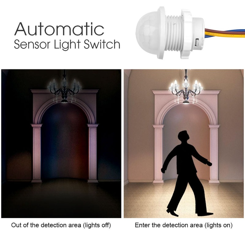 Smart PIR Sensor Detector Switch 110V 220V Human Body Infrared Auto On Off Light For LED Lamp Ceiling Light Panel Lights