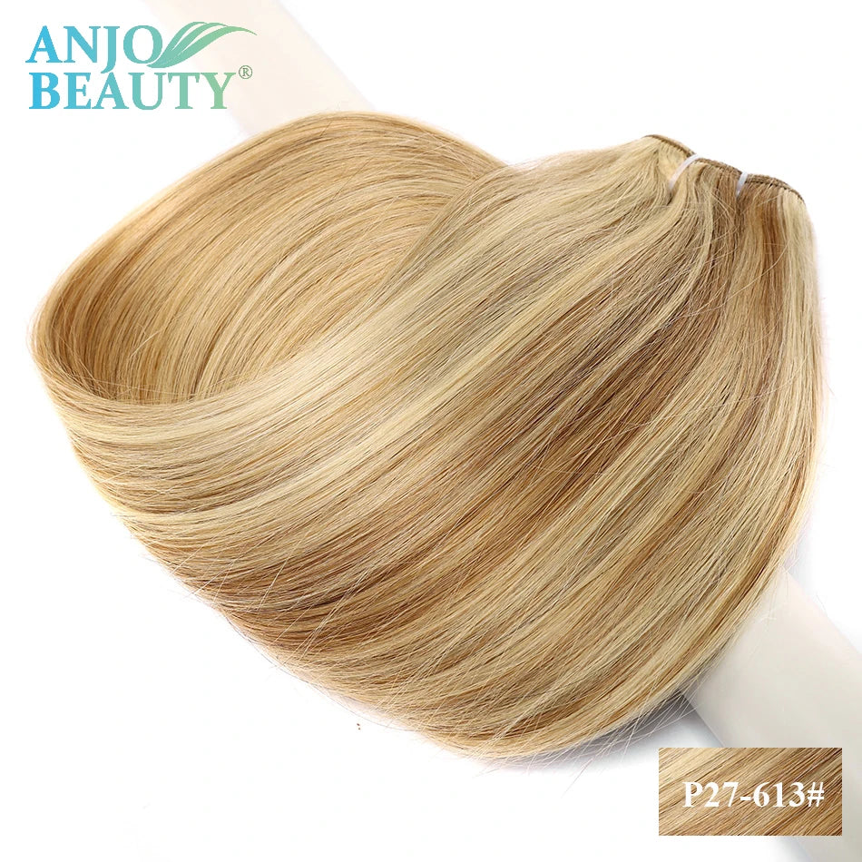 Straight Human Hair Weaves Bundles Brazilian Remy Human Hair Sew In Weft Extensions Straight Blonde 100g 16"-28" Natural Hair