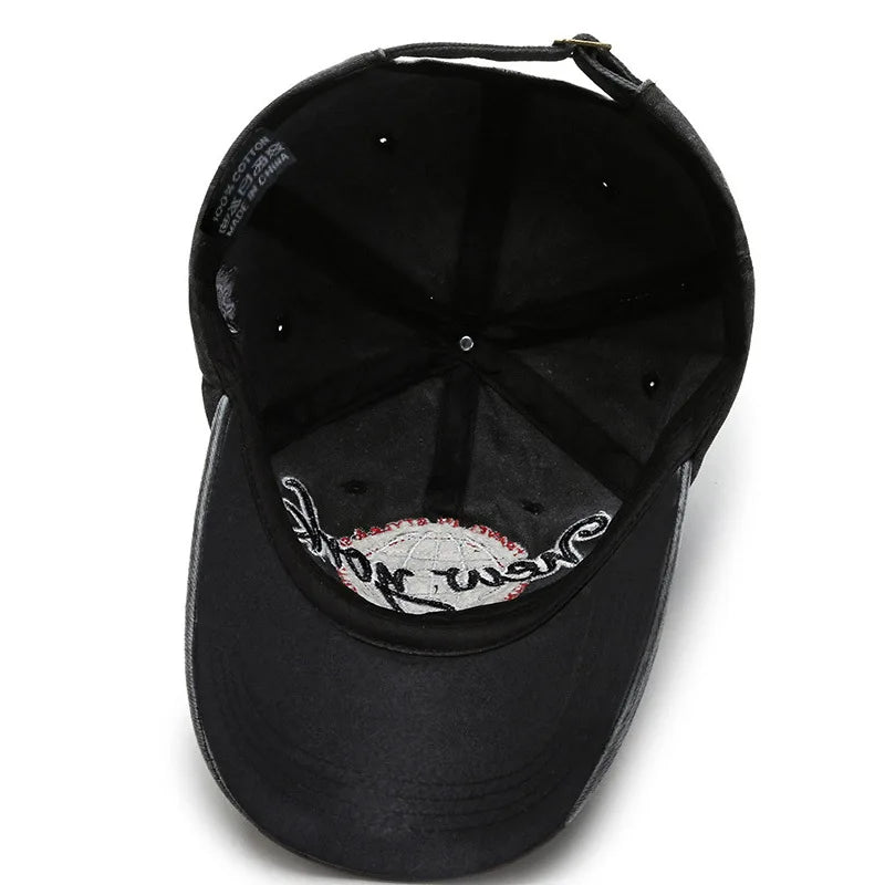 Vintage New York Embroidered Baseball Cap Soft Washed Dad Hat Letter Embroidery Washed Vintage Duckbill Cap