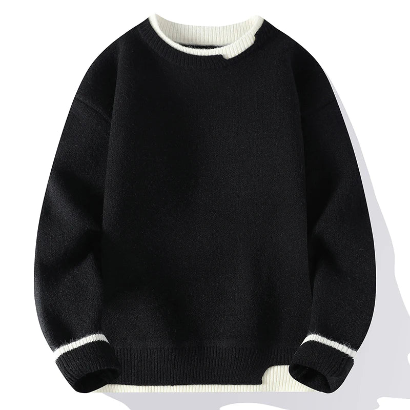 men round neck Solid color knitwear Men's High-Quality Fashion Trend Sweater Autumn/Winter Men Casual Comfortable Warm Sweaters