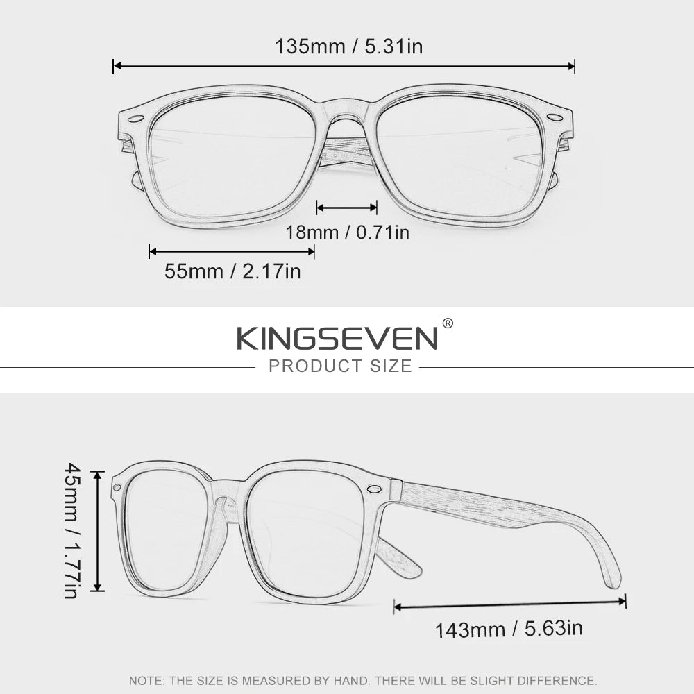 KINGSEVEN Vintage Classical Sunglasses Men Women Square Large Frame UV400 Polarized Wooden Glasses Fashion Driving Eyewear
