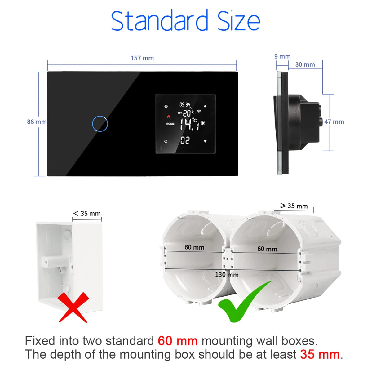 Bingoelec Tuya WiFi Smart Thermostat with Touch Switch Electric Floor Heating Water/Gas Boiler Temperature Controller Smart Home