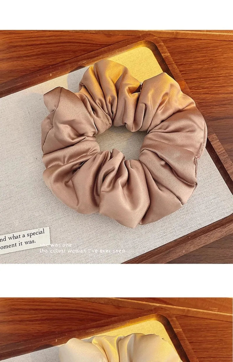 2024 Pillow Sleep Headband Elastic Ponytail Scrunchie for Women Hair Accessories Girls Soft Solid Satin Filled Cotton Big Bands