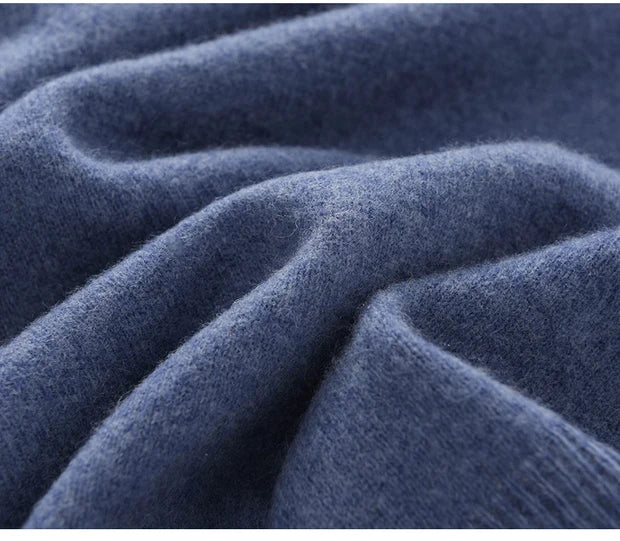 Men's Autumn Winter 100% Merino Wool Sweater Hooded Collar Knitted Pullover Cashmere Sweatshirt Casual Large Tops Long Sleeved