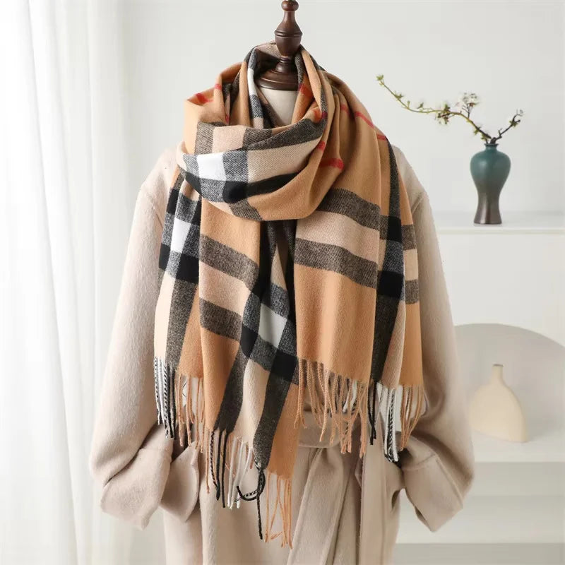 Premium Cashmere Plaid Scarf - Blend of Classic Charm & Modern Elegance