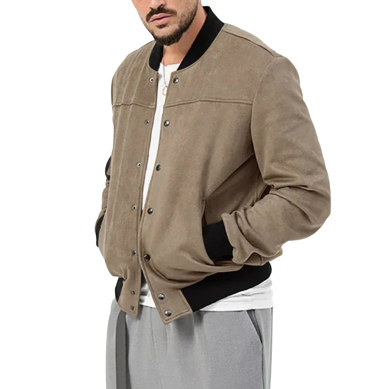 24  Autumn/Winter Suede Men's Button Cardigan Jacket Casual American