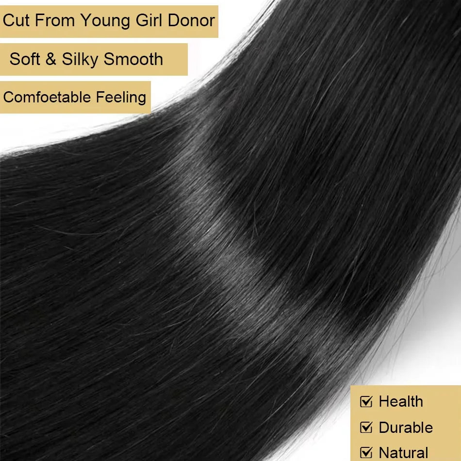 16A Real Bone Straight Human Hair Bundles Deal 30 40Inch Brazilian Raw Hair Extensions 3 4 Pcs Human Hair Bundles  Natural Black