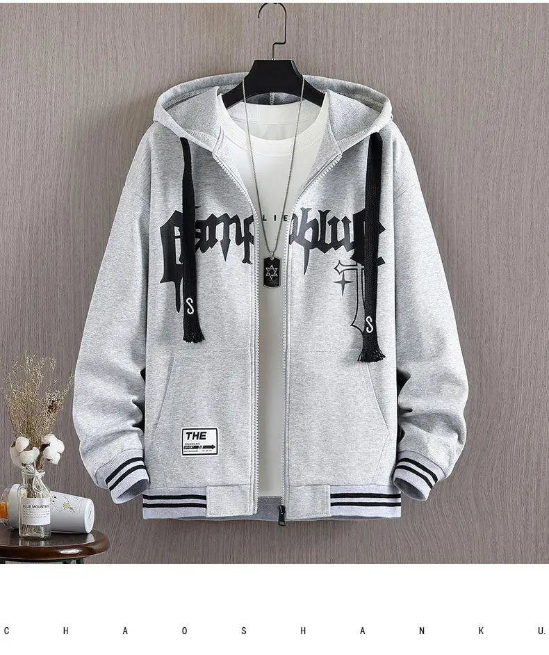 New Men's Hooded Jacket M-6XL Men's Clothing Spring Autumn Korean Fashion Loose Male Coat Hooded Baseball Jersey 2024