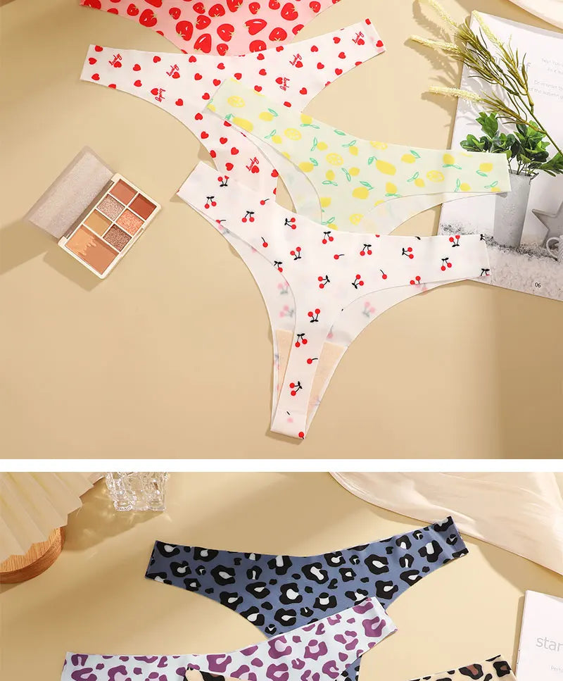 3PCS/SET Sexy G-String For Women Colorful Bikini Female Underwear T-back Intimates Lingerie Seamless Low Waist Underpants Lady