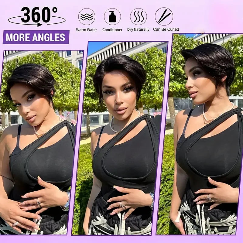 Short Pixie Cut Wigs Straight Lace Front Human Hair Wigs Glueless Wig Short Bob Wigs For Women Natural Color Cheap Wig On Sale