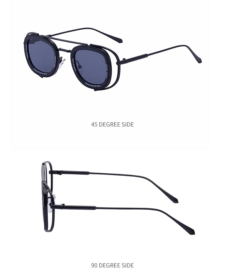 Steampunk Square Pilot Sunglasses Men 2025 Luxury Brand Retro Metal Frame Sun Glasses For Male Double Beam Eyewear UV400 Shades