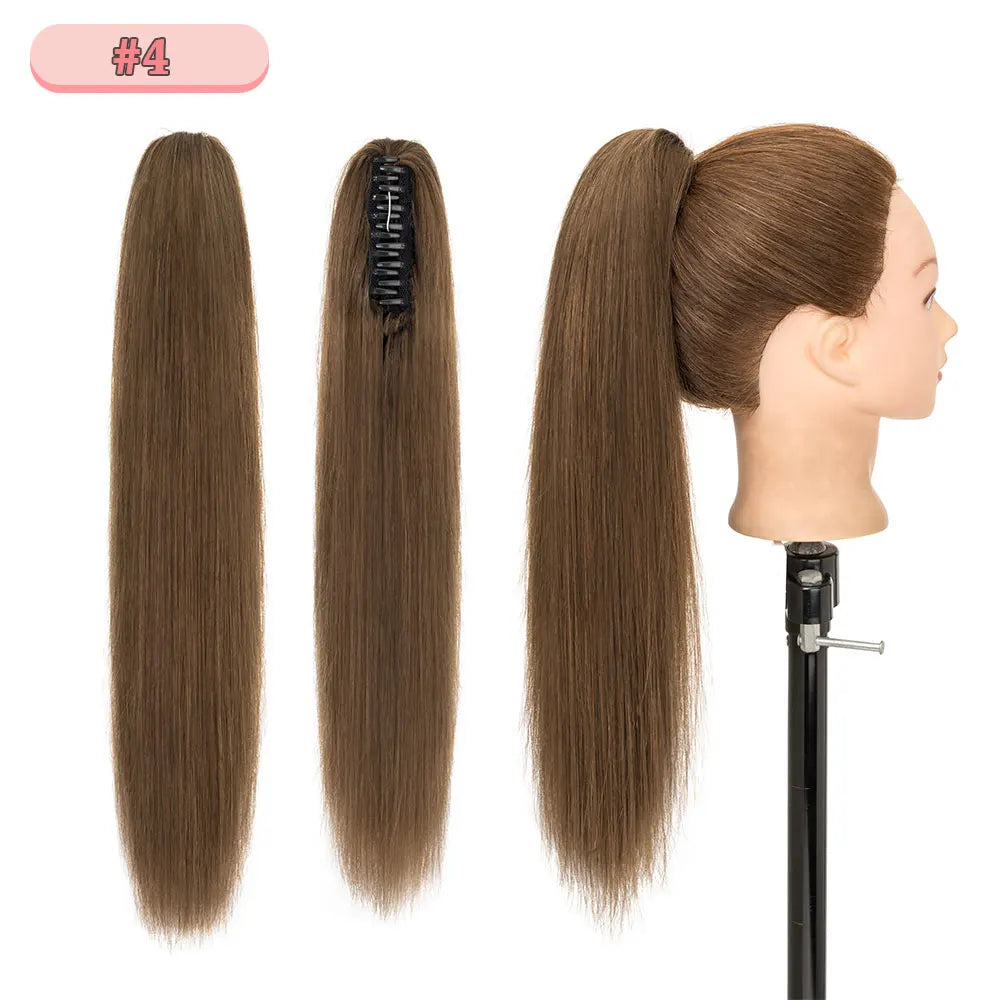 SEGO Claw Clip Ponytail Extension 100% Real Remy Human Hairpiece Pony Tails Hair Extensions Long Straight Ponytail for Women