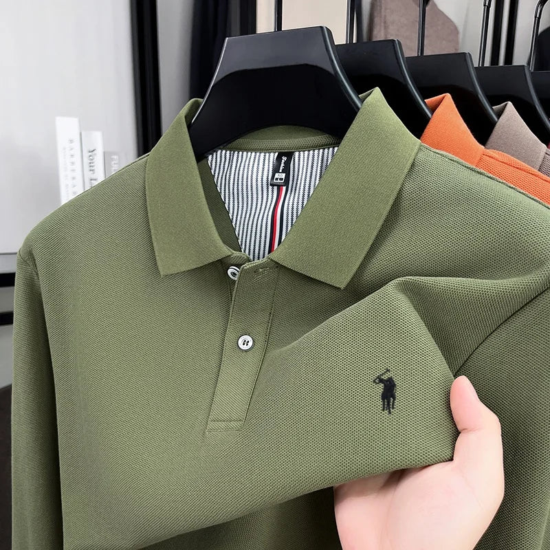 Fashion autumn and winter new item Paul brand embroidered polo shirt mens brand business casual comfortable long sleeved T-shirt