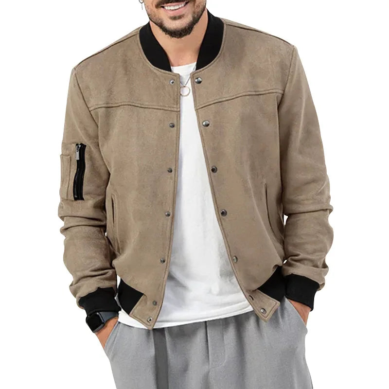 24  Autumn/Winter Suede Men's Button Cardigan Jacket Casual American