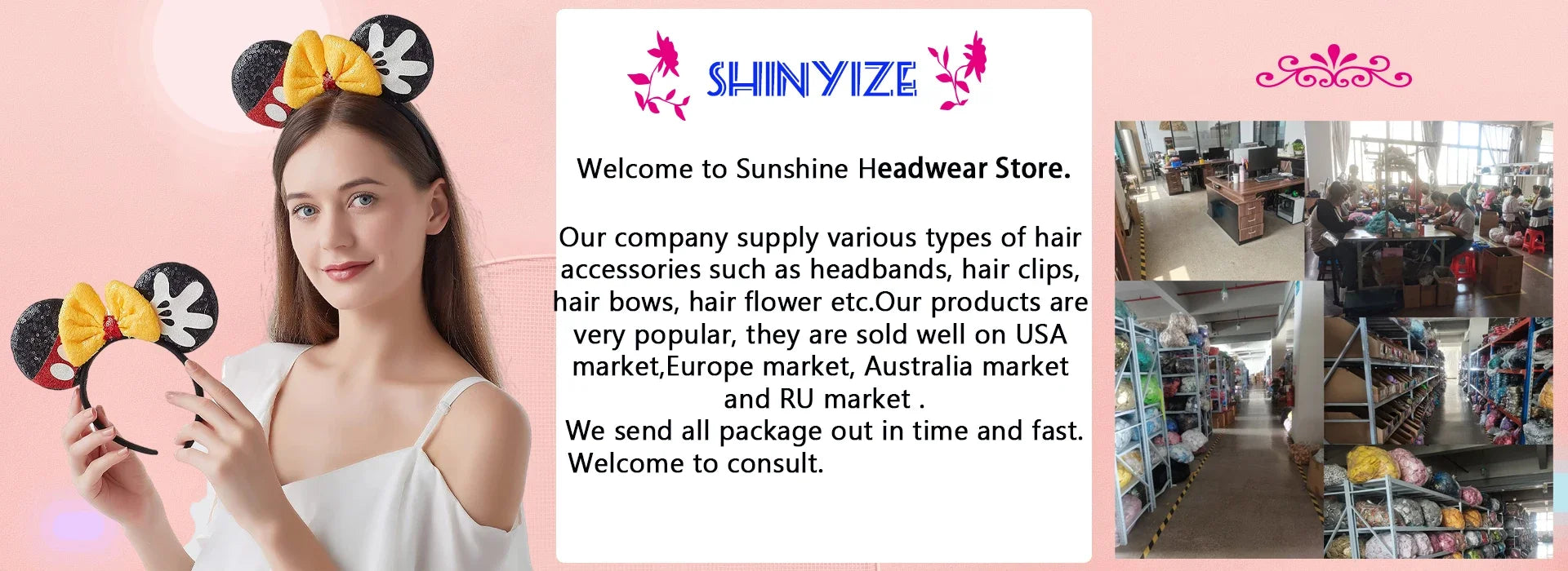 New Classic Cute Mouse Ears Chic Headband 5"Bow Girls And Kids  Hairband Festival Cosplay DIY Hair Accessories Christmas Gift