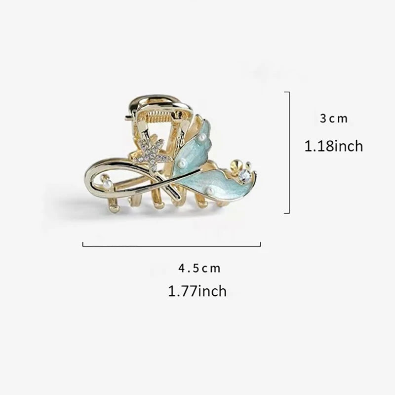 Exquisite French Pearl Fish Tail Hair Claw High-end Women's Alloy Hair Clip Back of Head Half-tied Hair Gripper Hair Accessories