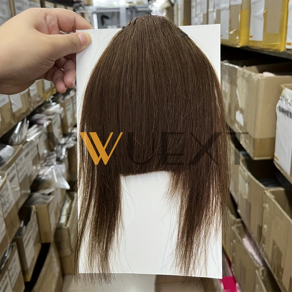 YWUEXT Blonde Clip-In Bangs Human Hair Pieces Real Natural Staight Hair 8 inch Bangs Clips in Fringe Bangs Hairpiece for Women